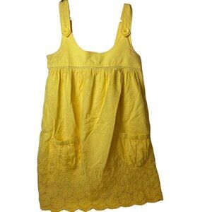 Womens Ophelia Yellow Eyelet Mini‎ Dress S